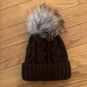 Chocolate brown beanie with Pom Pom